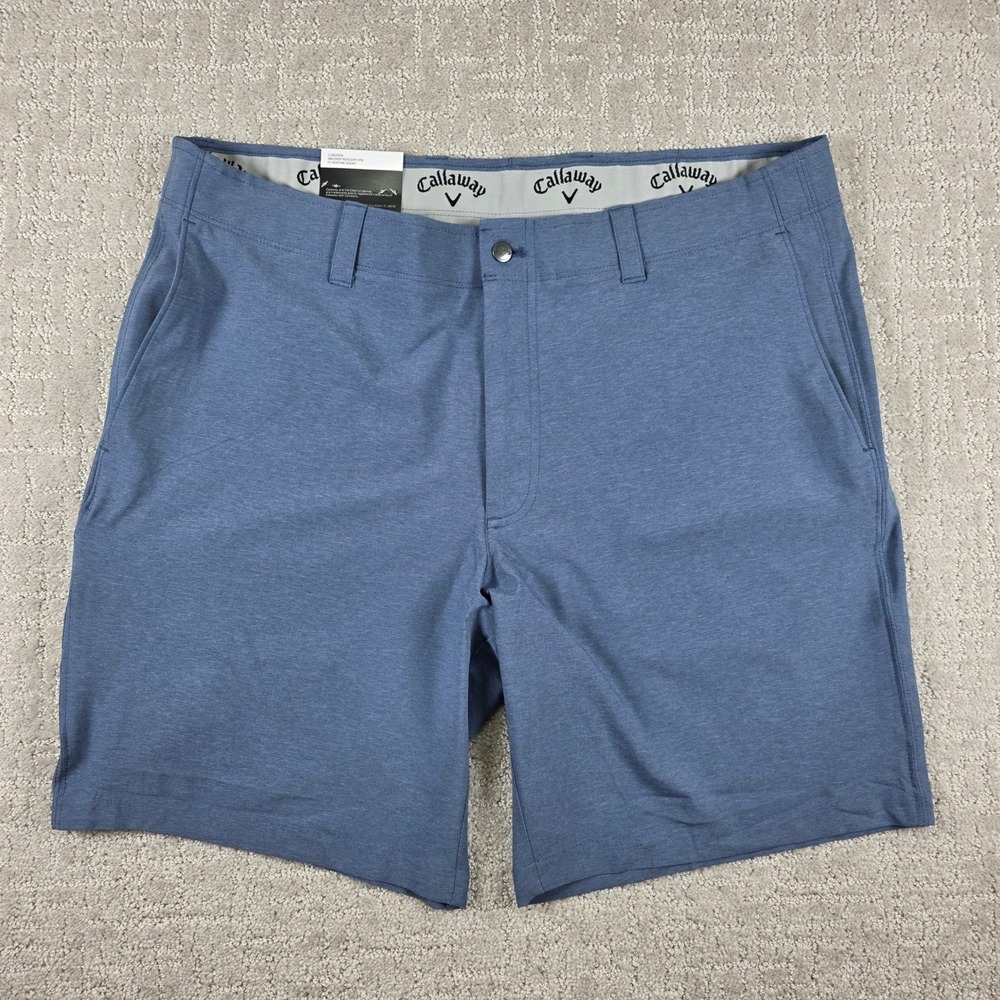 New Callaway Mens 38 Performance Golf Shorts Deep Peacoat Heather Blue Opti Dri